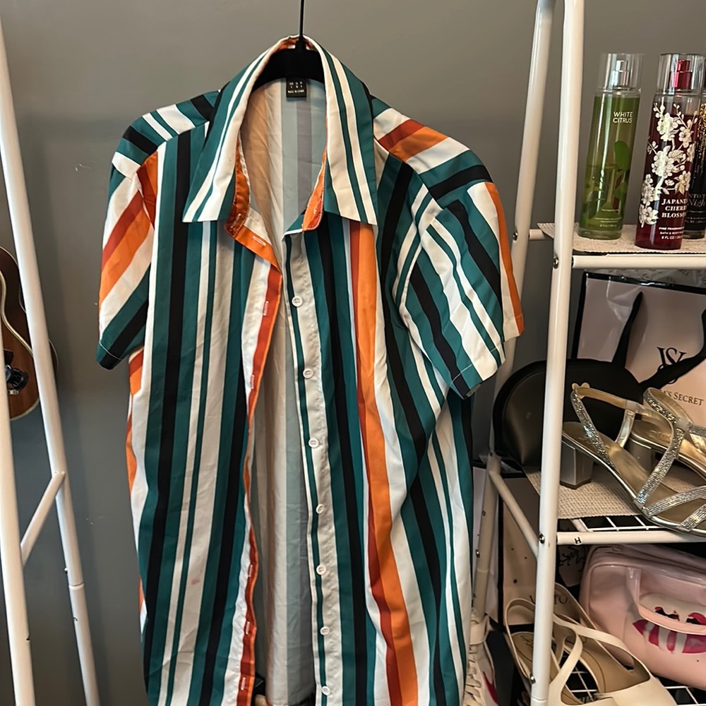Shein Striped Button Up Blouse